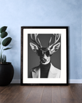 Black & White Elegant Buck Framed Portrait.