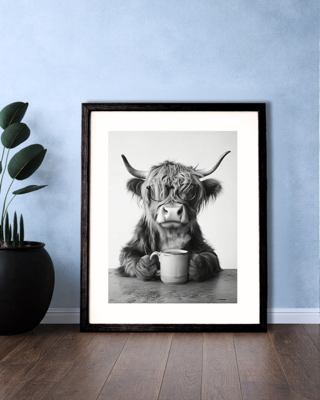 Framed Coffee Cow  Portrait
