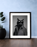 Black & White Elegant Cat Framed Portrait.
