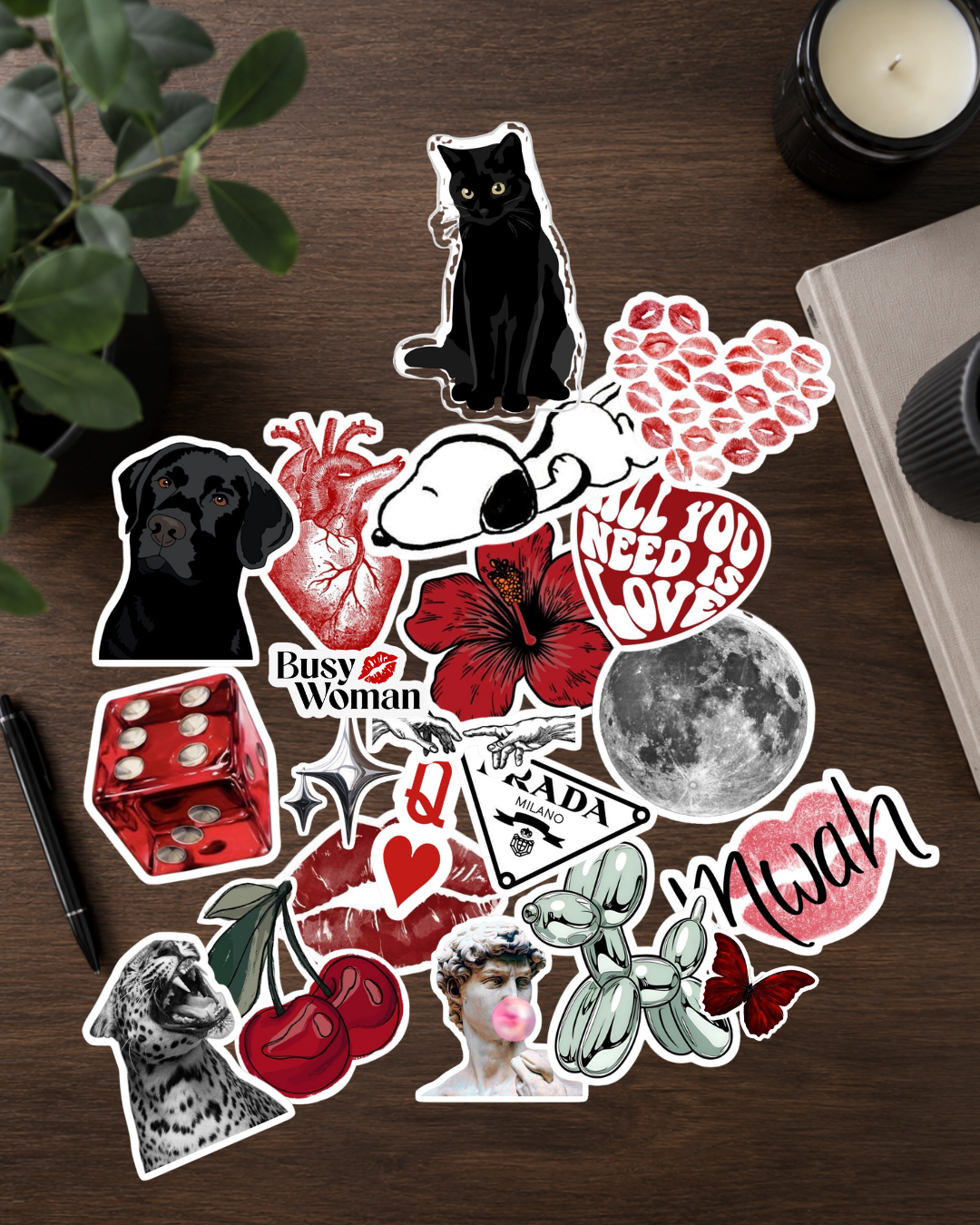 Collecrion of Back & Red Stikers
