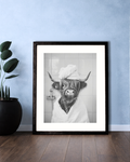 Framed Cow Bath Towel Bathroom Portrait